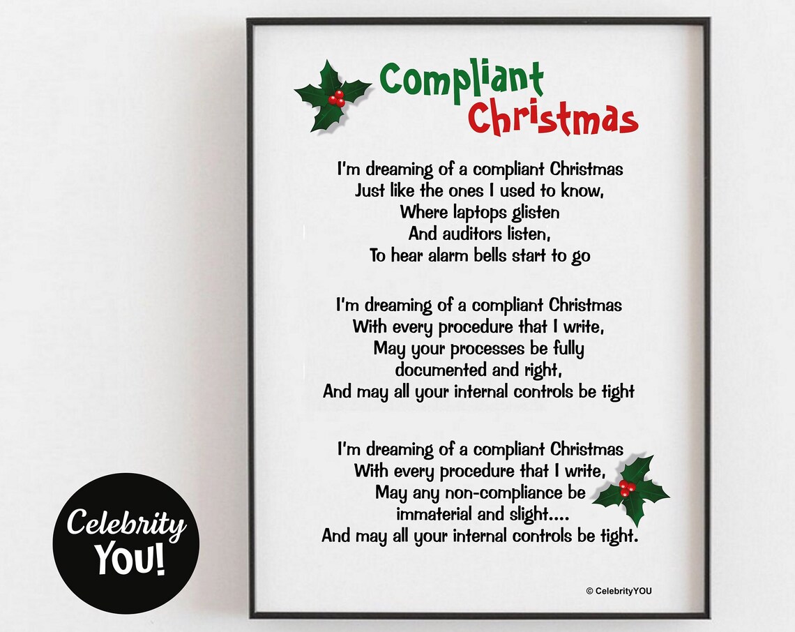 Compliant Christmas Funny Accountant Holiday Song Lyrics Poster Gift