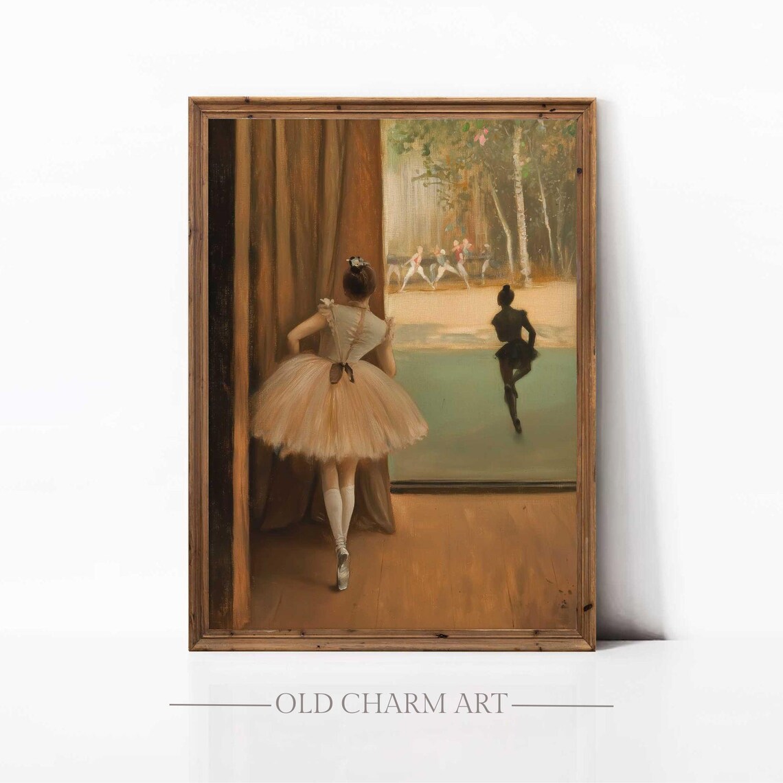 Ballerina In Tutu Watching Stage Vintage Ballet Dancer Figurative Painting Poster