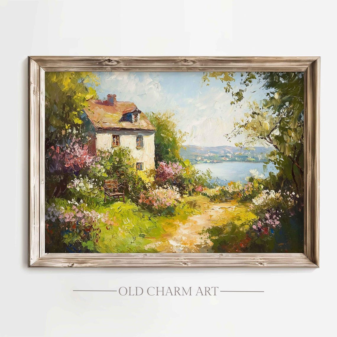 Spring Cottage Print Cottage Painting Wall Art Spring Landscape Art Vintage Countryside Oil Painting Farmhouse Art Decor Wa261