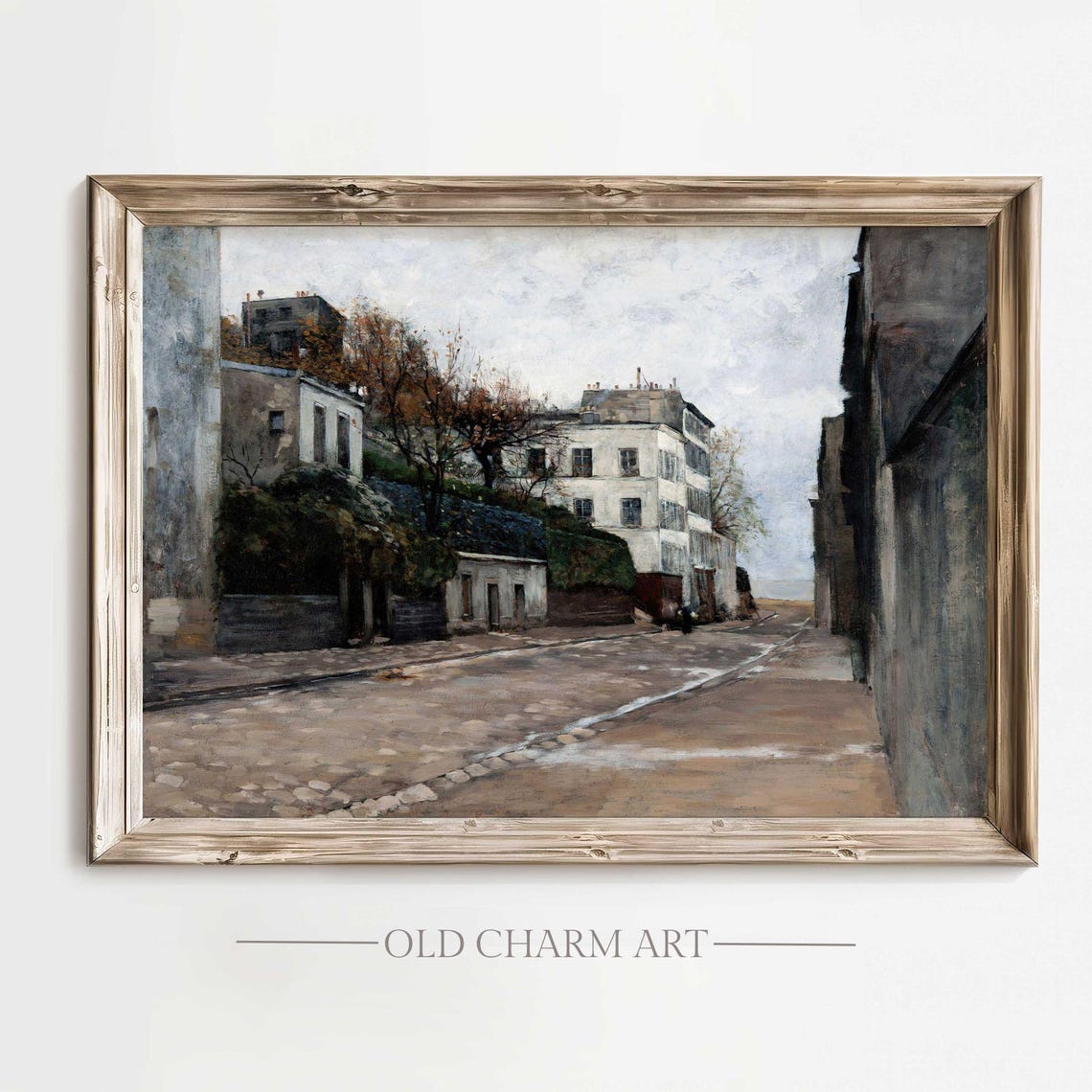 Vintage Cityscape Wall Art Oil Painting Antique Cityscape Print Cottage Painting Vintage Art Poster Wa225