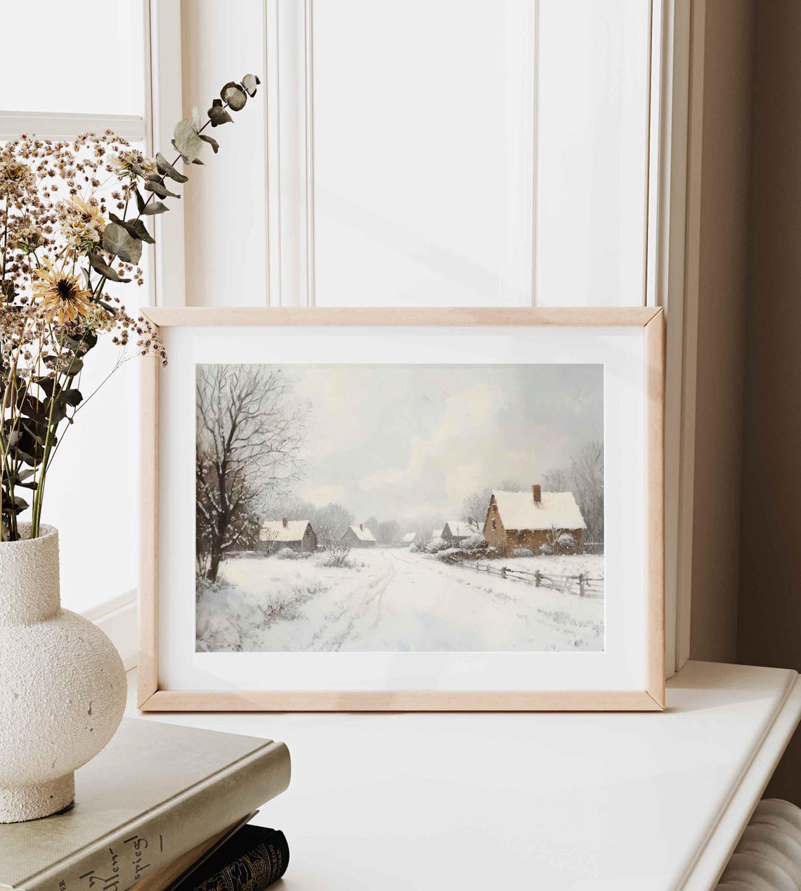 Winter Landscape Wall Art Vintage Country Landscape Painting Antique Winter Cottage Print Christmas Art Poster Wa210 - Image 3