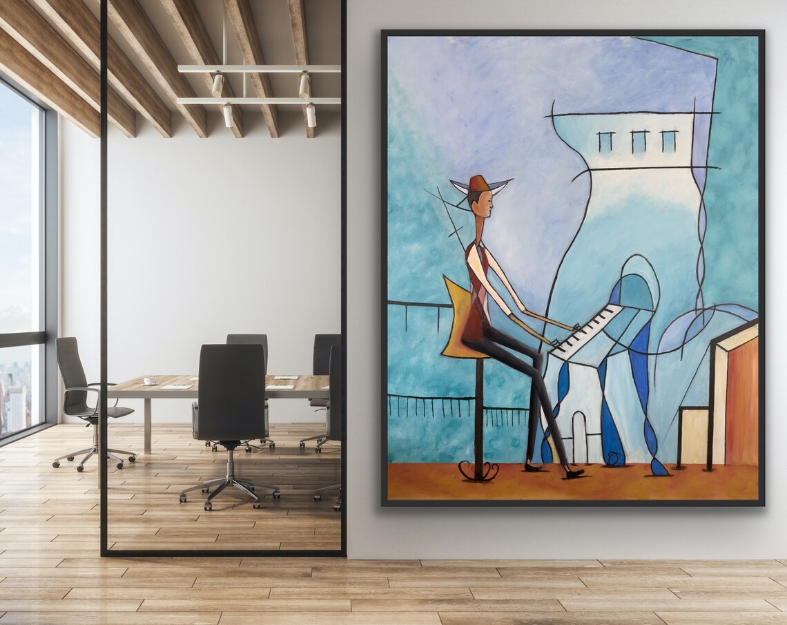 Man Playing Piano Abstract Figurative Art Print - Image 4