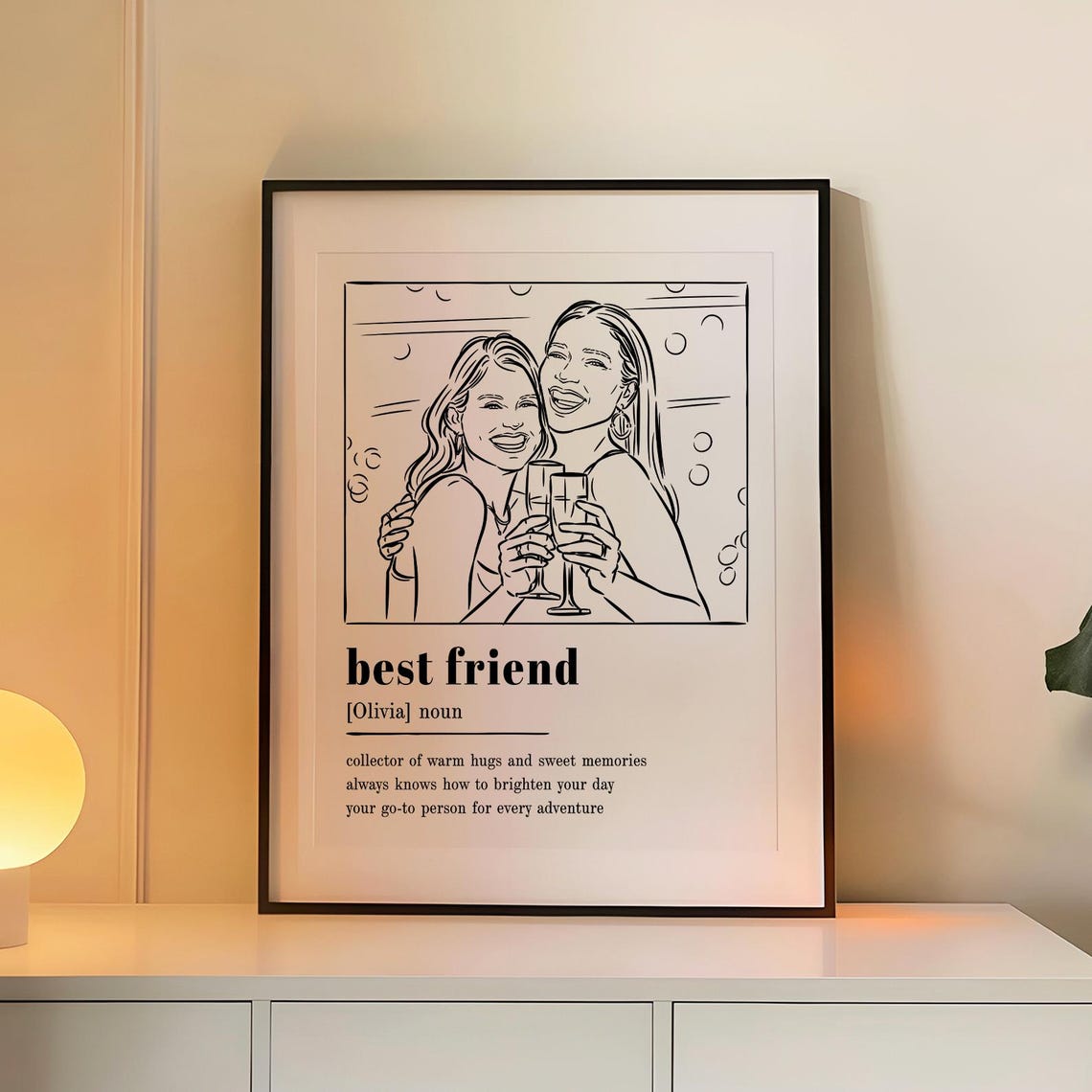 Best Friend Definition Print Champagne Toast Custom Celebration Gift