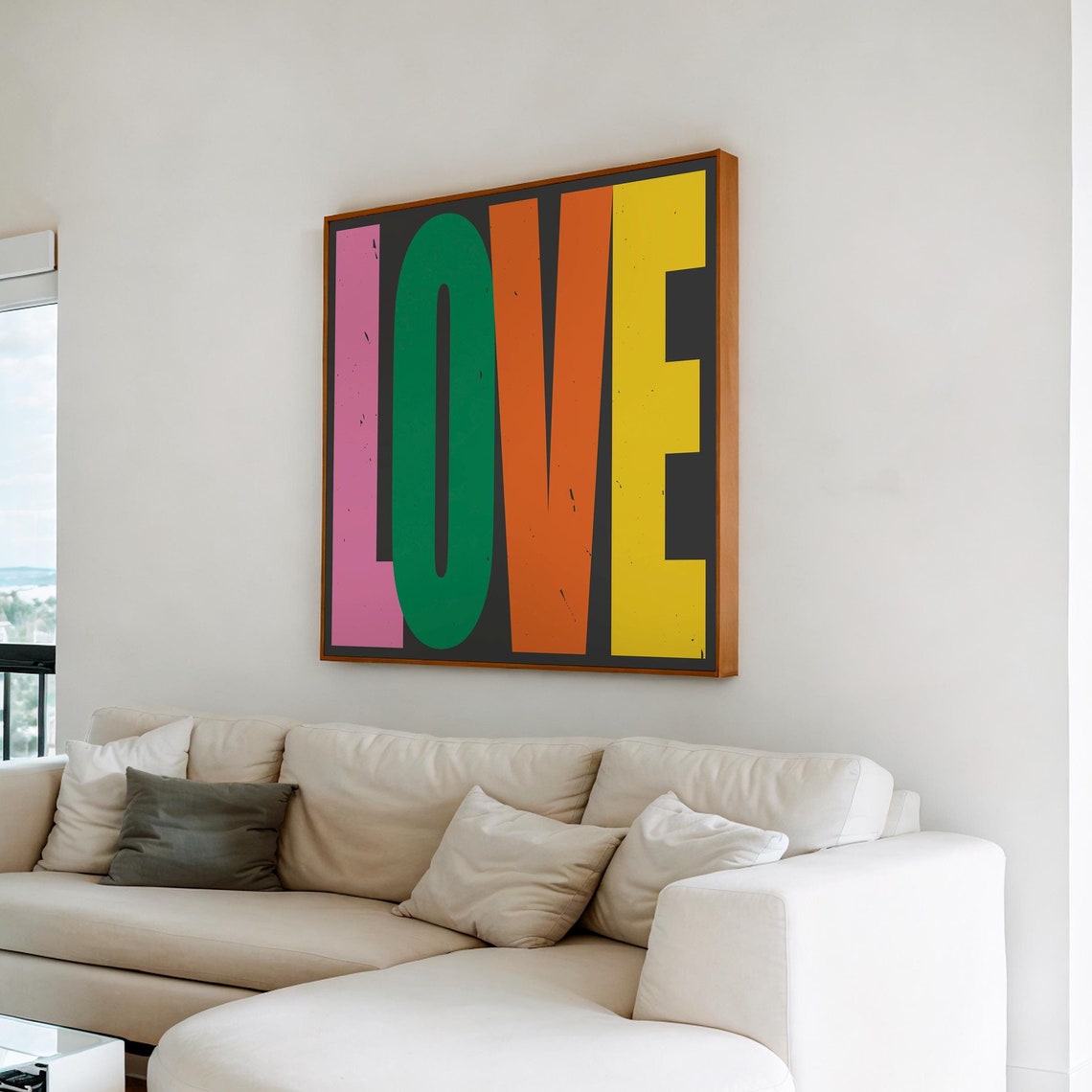 Love Colorful Pop Typography On Charcoal Black Statement Poster