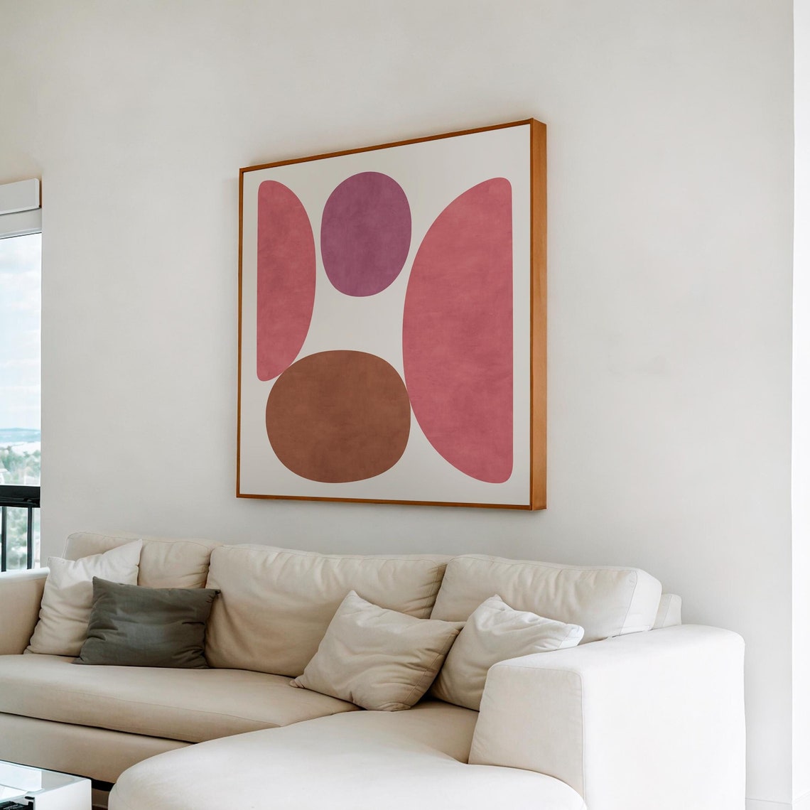 Terracotta Organic Shapes Square Mid Century Modern Wall Art