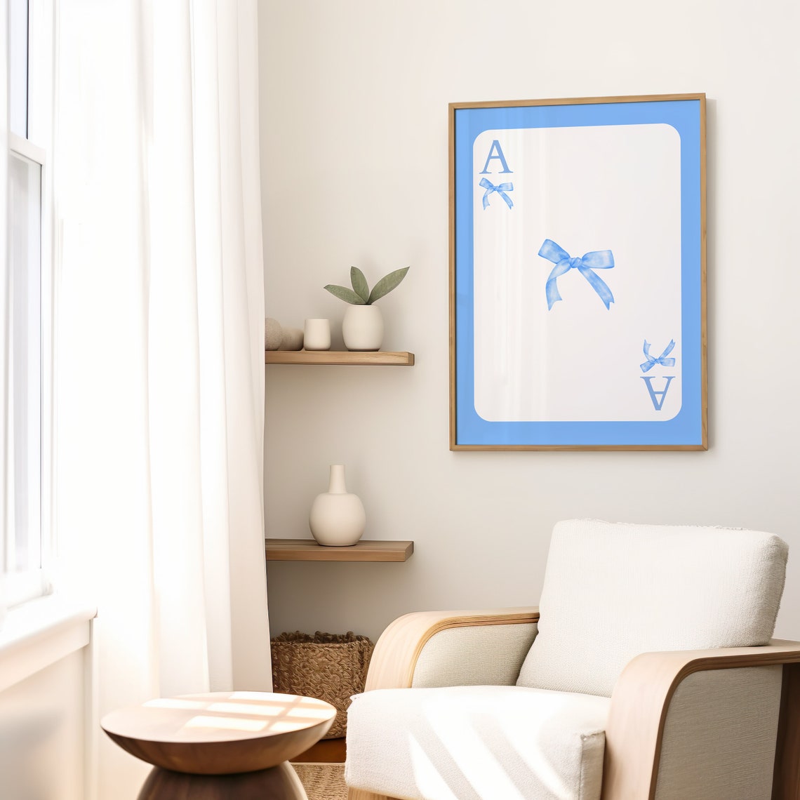 Blue Bow Ace Playing Card Preppy Girly Coquette Dorm Wall Art - Image 2