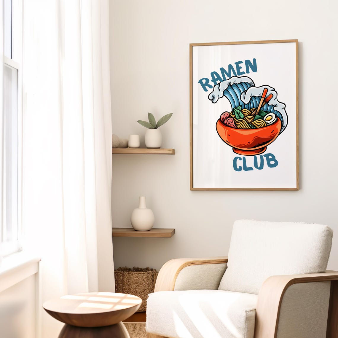 Ramen Club Great Wave Noodle Bowl Retro Japanese Food Poster - Image 3