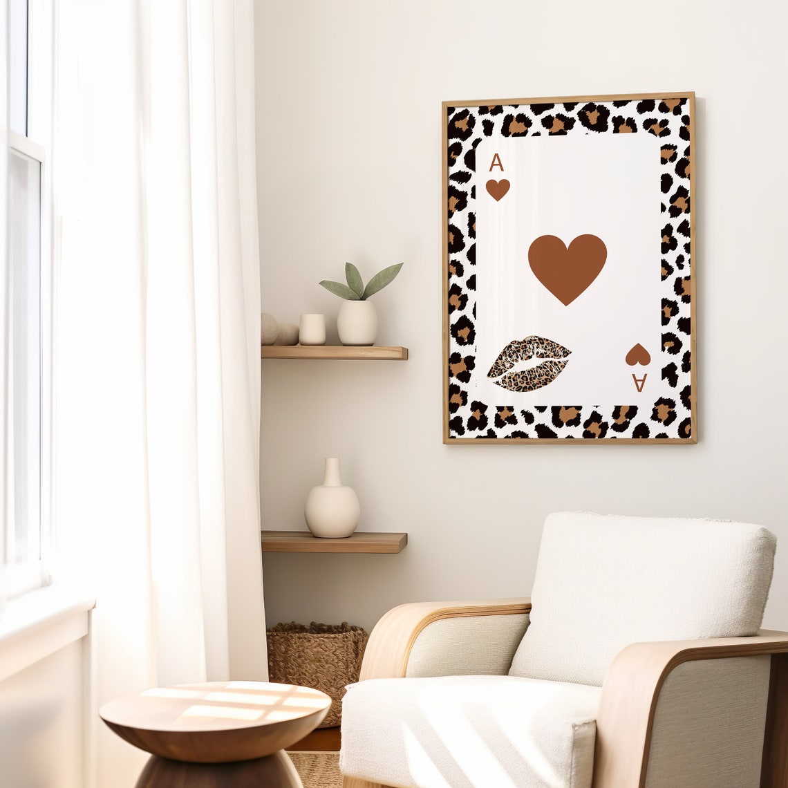 Leopard Border Ace of Hearts Playing Card Trendy Fashion Art Poster - Image 2