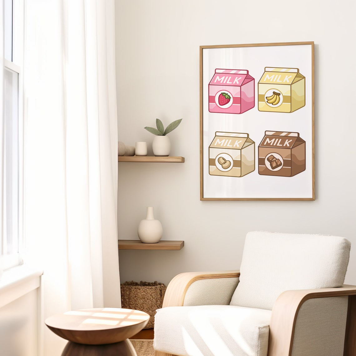 Cute Milk Carton Set Strawberry Banana Chocolate Kitchen Poster - Image 2