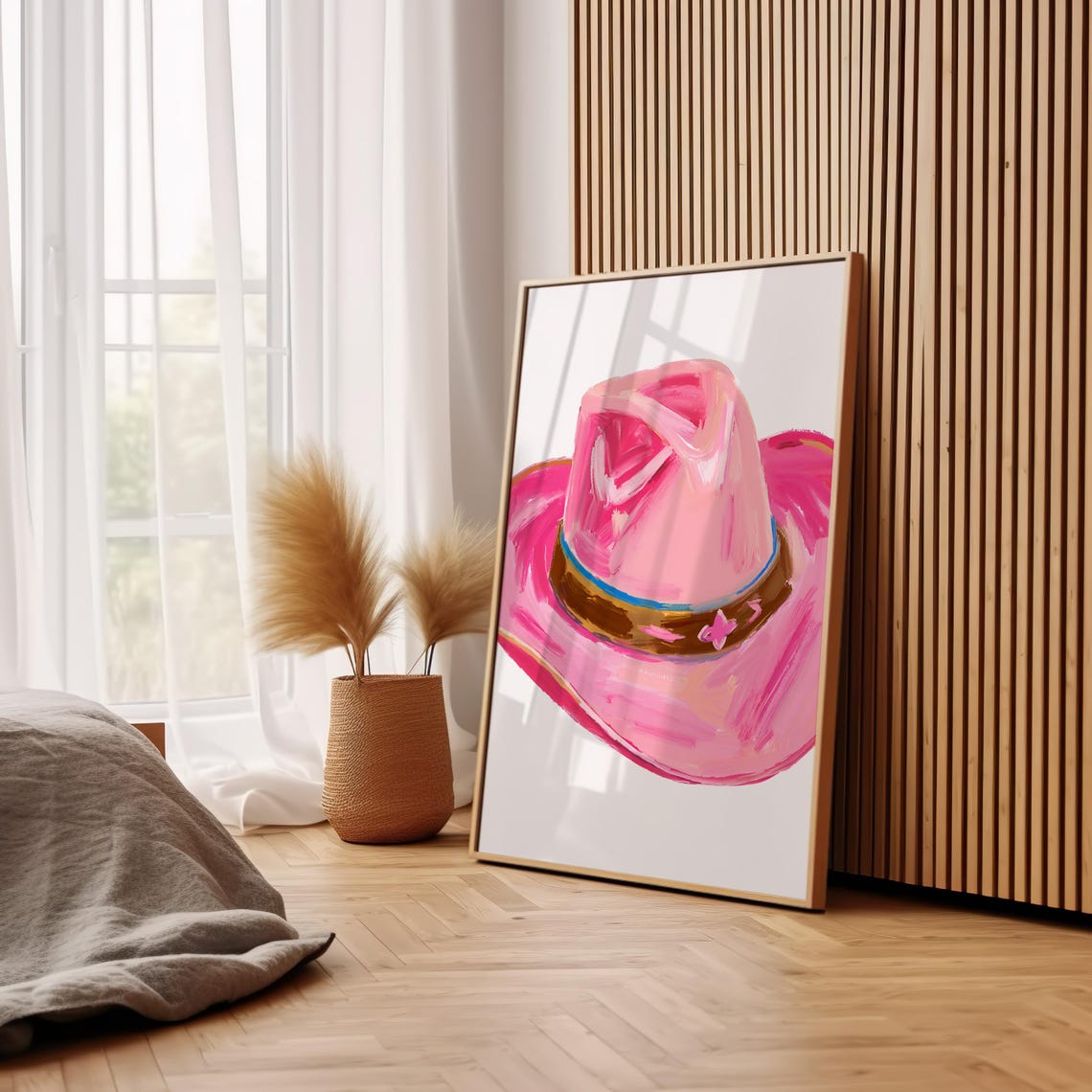 Pink Cowboy Hat Painterly Brushstroke Western Hat Art Poster - Image 3