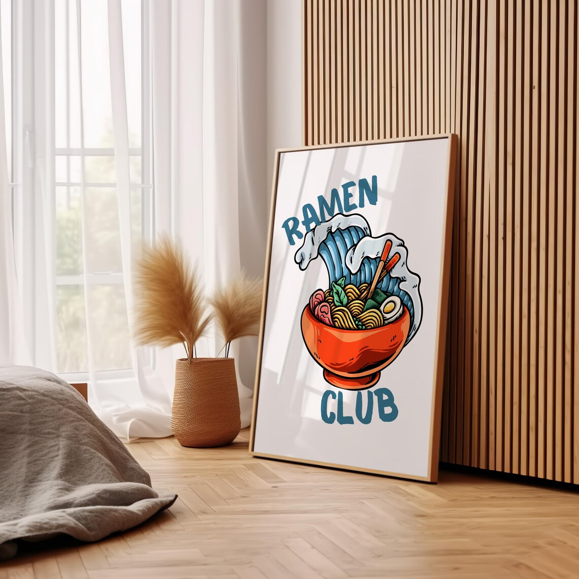 Ramen Club Great Wave Noodle Bowl Retro Japanese Food Poster - Image 2