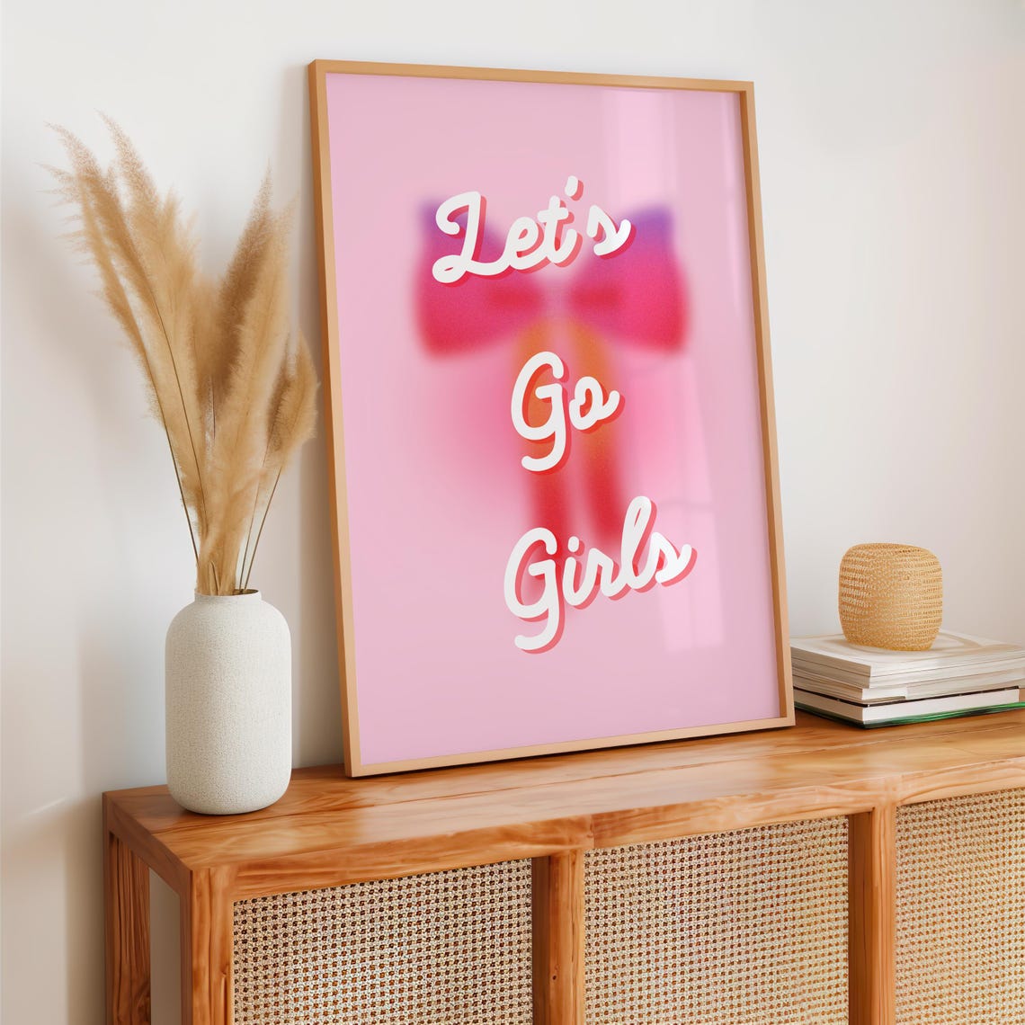 Lets Go Girls Pink Retro Script Quote Trendy Girly Bachelorette Poster - Image 2