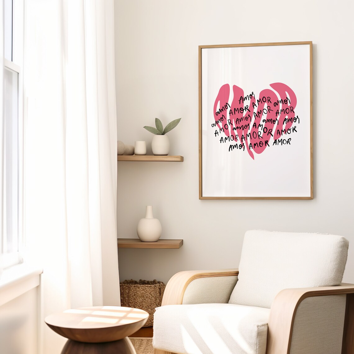 Amor Love Typography Hot Pink Kiss Heart Maximalist Quote Poster - Image 2