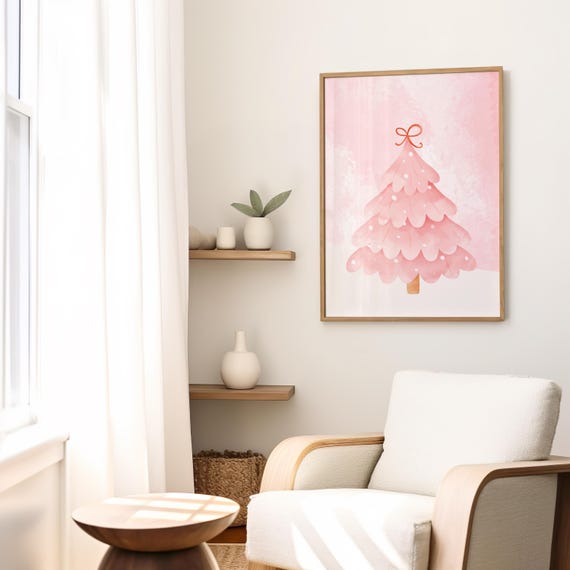 Trendy Christmas Prints Funny Retro Festive Poster Merry Christmas Sign Pink Christmas Nursery Christmas Poster