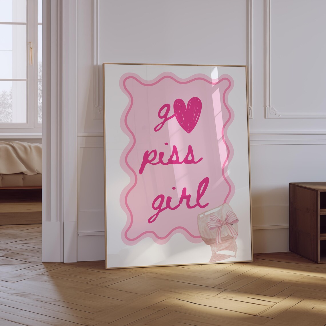 Go Piss Girl Funny Bathroom Decor Art Print