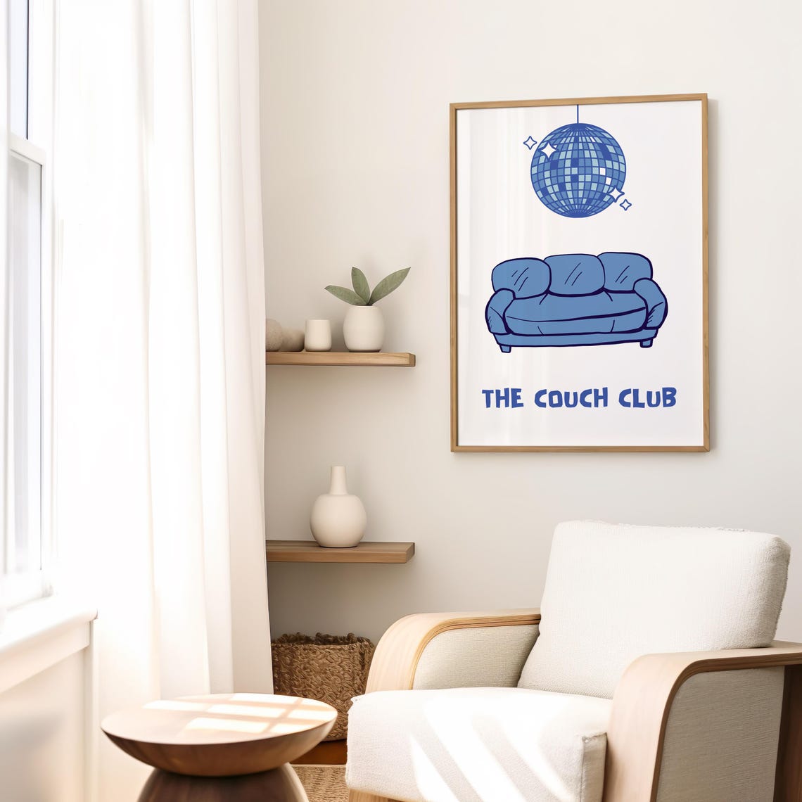 The Couch Club Disco Ball Blue Couch Retro Fun Quote Wall Art - Image 2