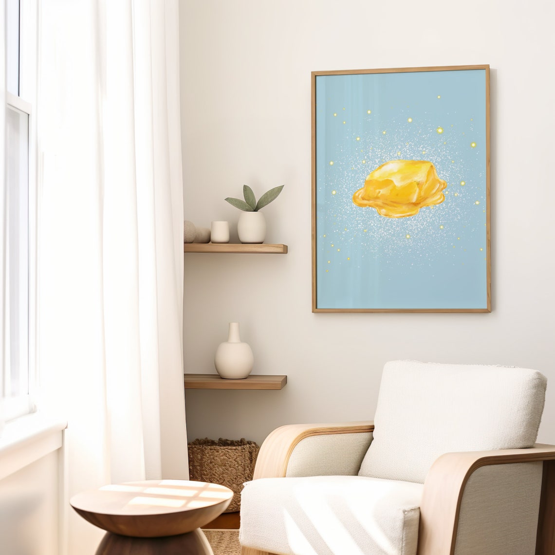 Melting Butter Pat Blue Sparkle Cute Retro Kitchen Foodie Wall Art - Image 2