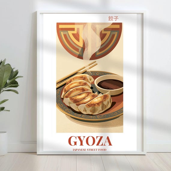 Gyoza Poster Digital Japanese Street Food Printable Wall Art Instant Download