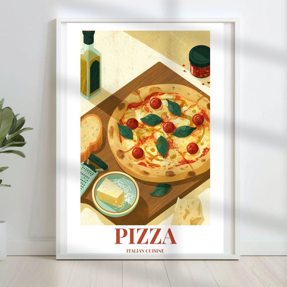 Pizza Poster Digital Italian Food Printable Wall Art Instant Download