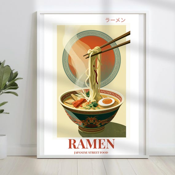 Ramen Poster Digital Japanese Street Food Printable Wall Art Instant Download