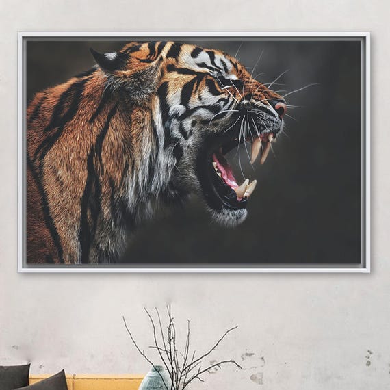 Tiger Poster Wall Art Gifts Gift For Boy Animal Canvas Decor Loft Roaring Printed Personalized