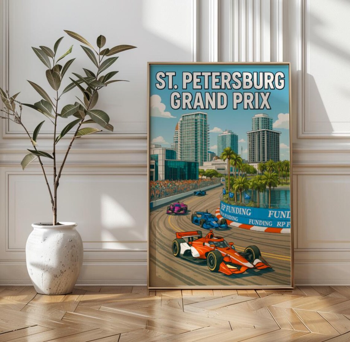 St Petersburg Grand Prix IndyCar City Street Circuit Vintage Poster
