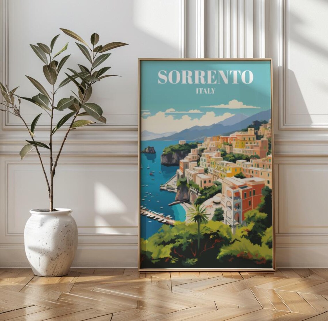 Sorrento Italy Amalfi Coast Seaside Cliffs Vintage Travel Poster
