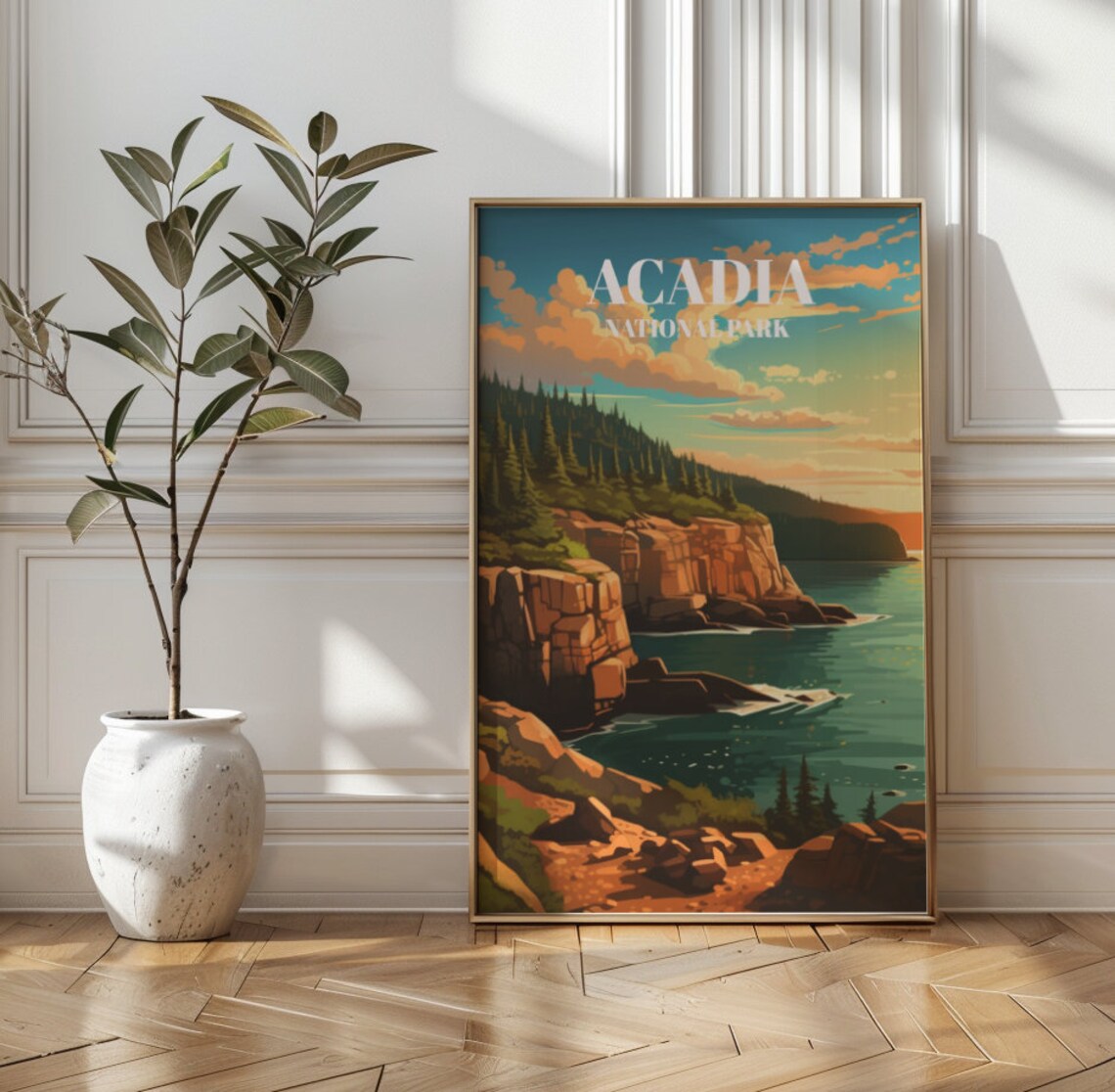 Acadia National Park Retro Travel Poster Print