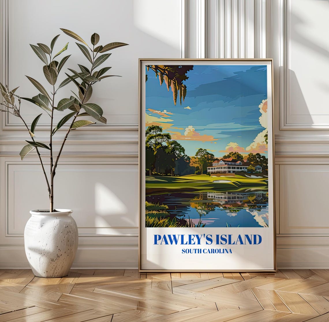 Pawleys Island South Carolina Travel Poster Golf Course Vintage Art