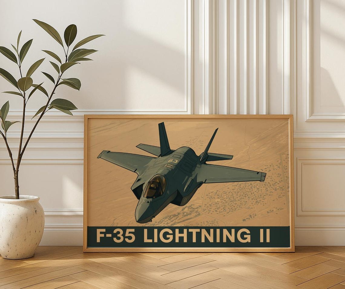 F-35 Lightning II Retro Stealth Fighter Jet Military Aviation Poster