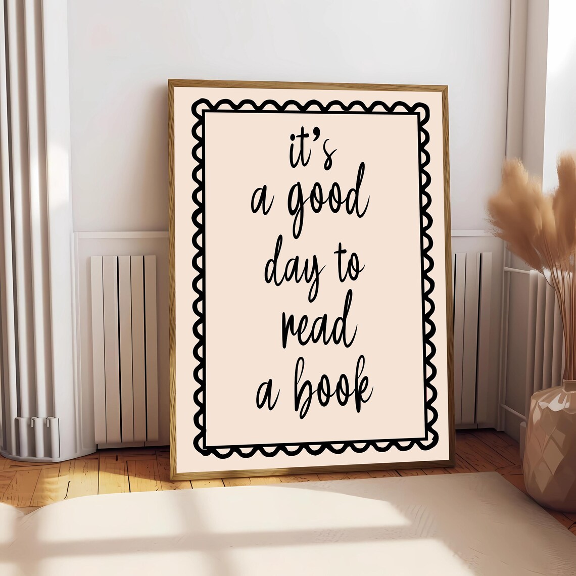 It's A Good Day To Read A Book Cream Bookish Script Quote Poster - Image 2