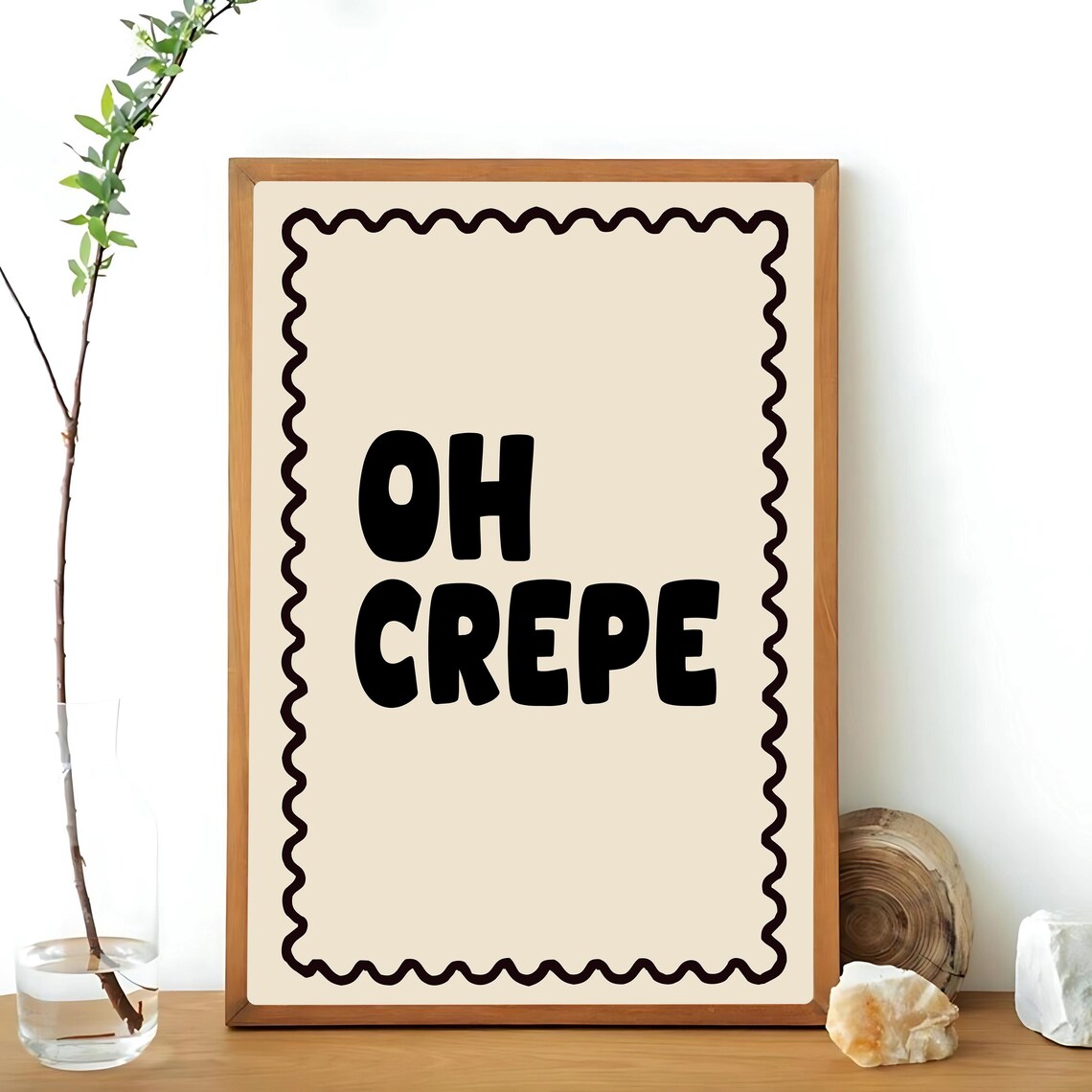Oh Crepe Print, Neutral Kitchen Humor Art Print - Image 3