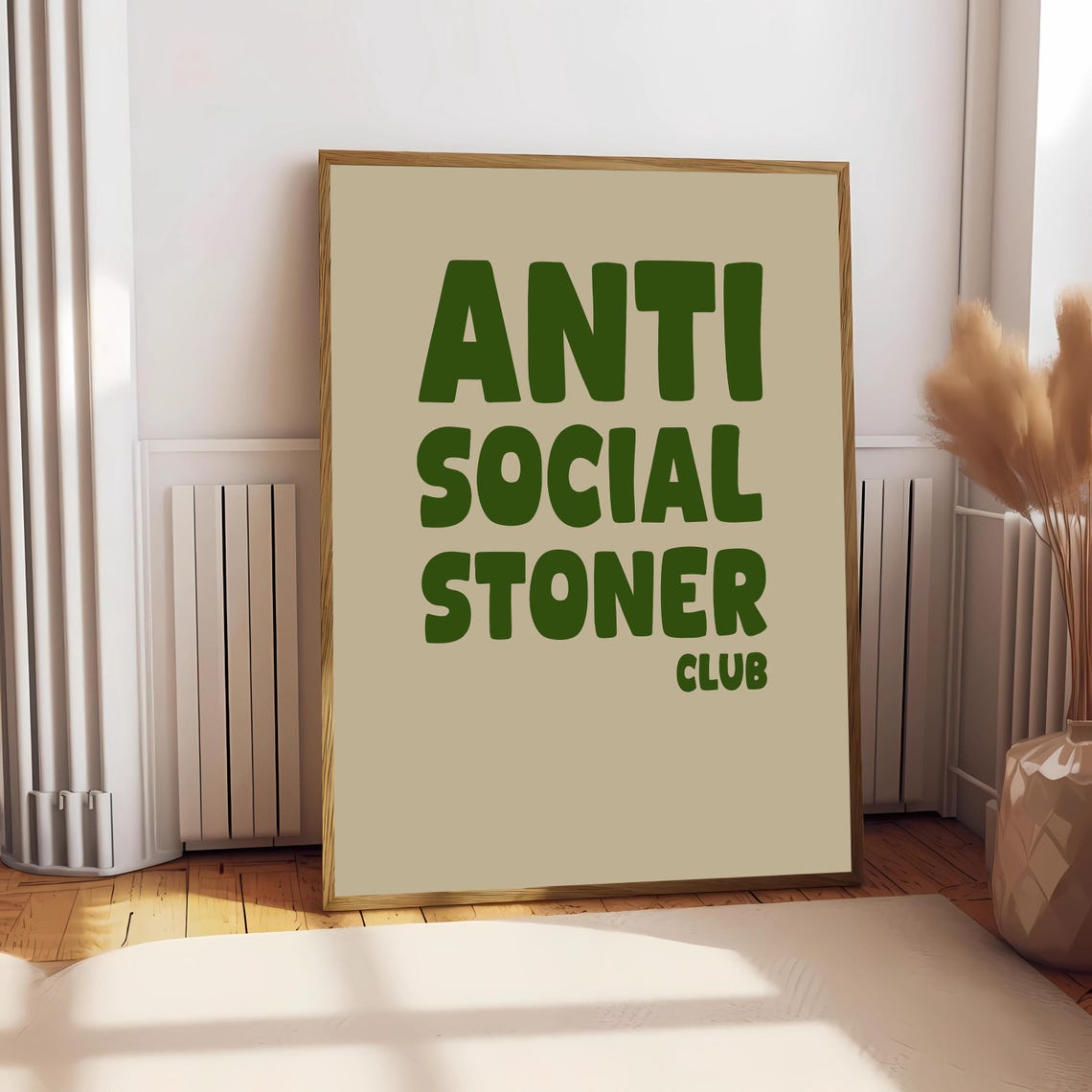 Anti Social Stoner Club Poster Trendy Cannabis Apartment Decor Funny Stoner Prints Green Bar Cart Decor Poster Wall Art Cute Stoner Gifts - Image 2