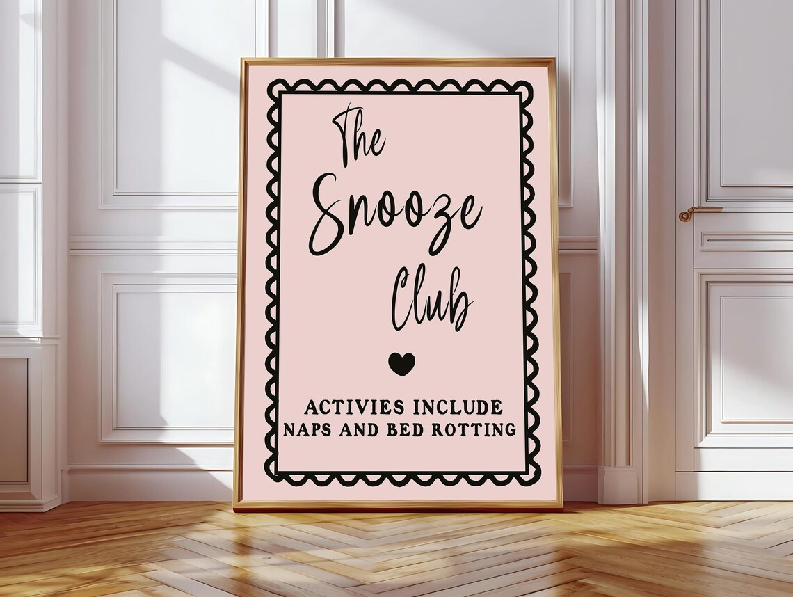The Snooze Club Retro Pink Funky Preppy Art Print