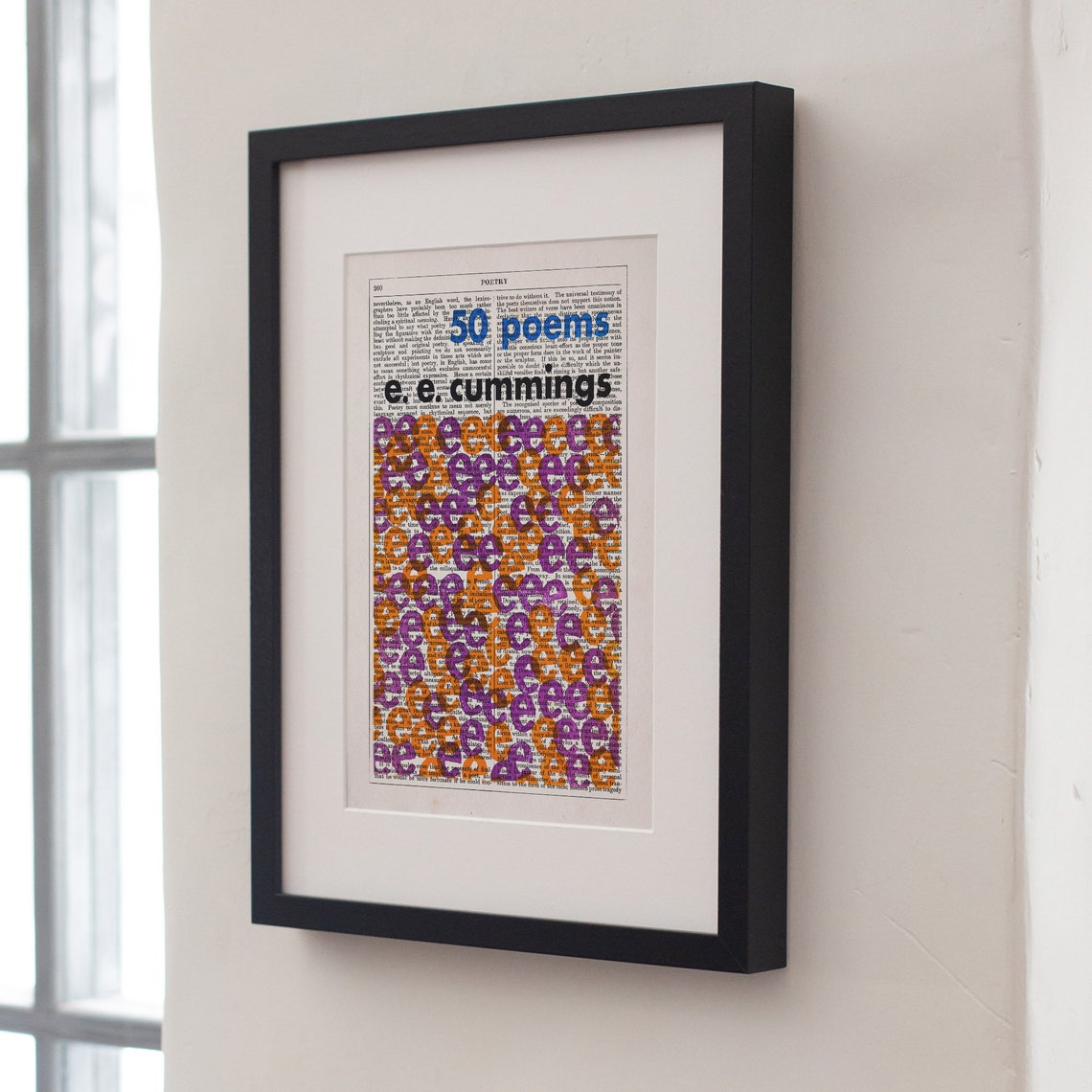 E E Cummings 50 Poems Orange Purple Letter Art Dictionary Poster - Image 4