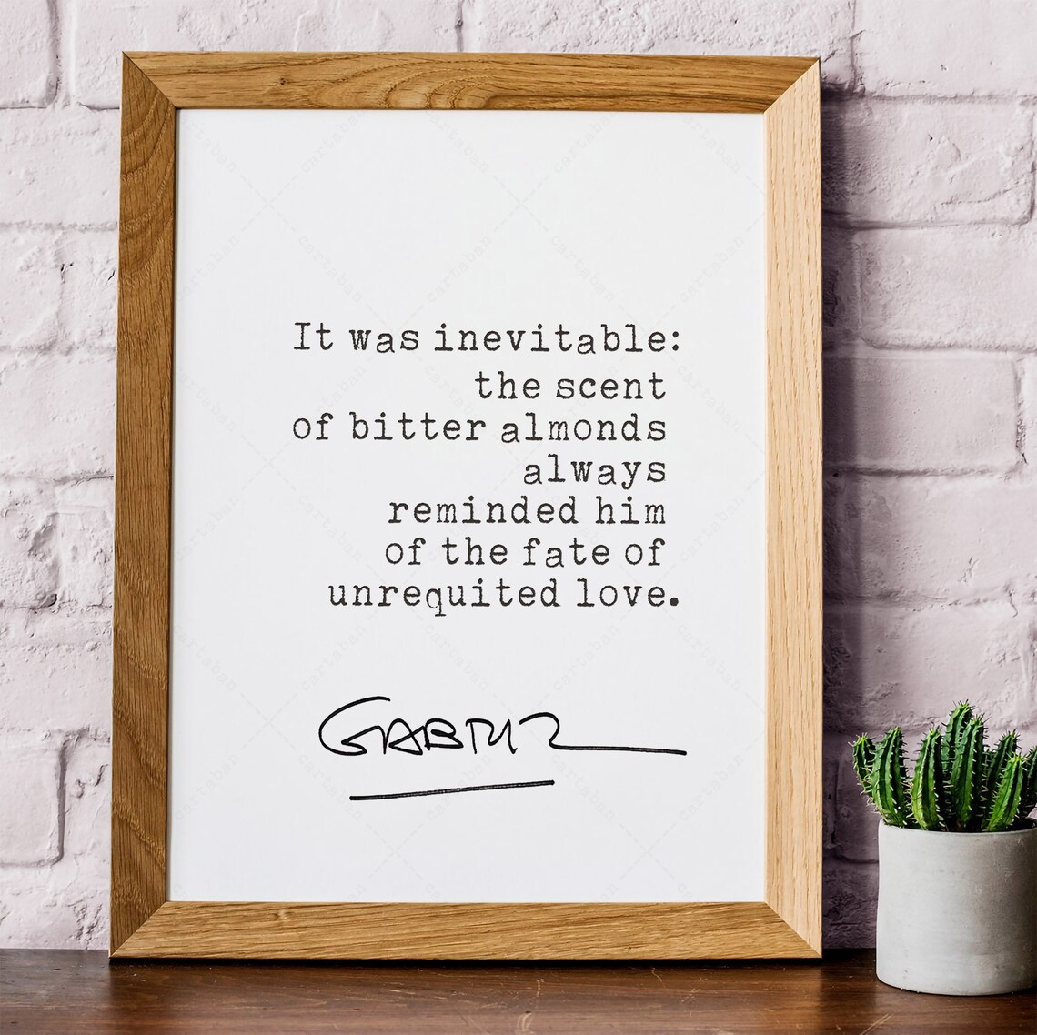 Gabriel Garcia Marquez Love Quote Bitter Almonds Literary Art Poster - Image 2