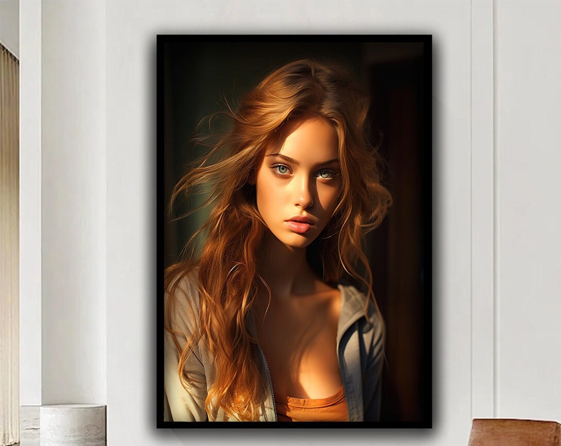Beautiful Woman Popular Woman Wall Art Sexy Woman Wall Art Woman With Colorful Eyes Wall Decor Print Painting