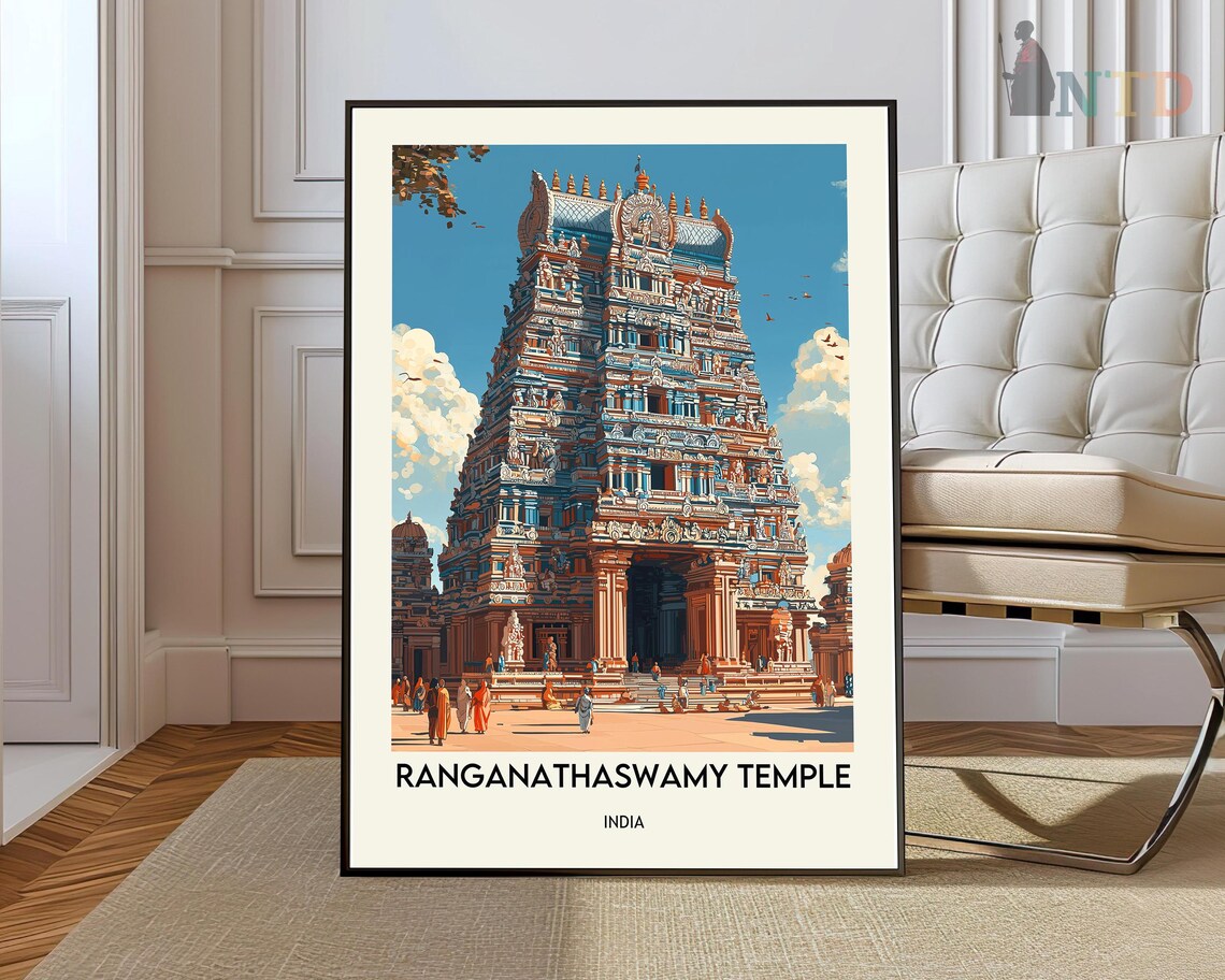 Ranganathaswamy Temple India Colorful Tower Travel Art Poster