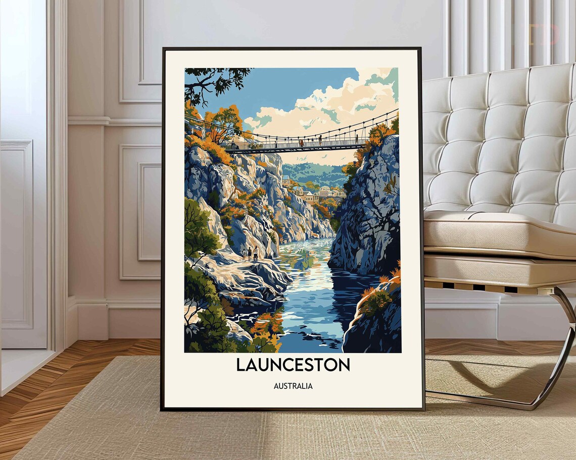 Launceston Travel Poster, Tasmania Wall Art Print