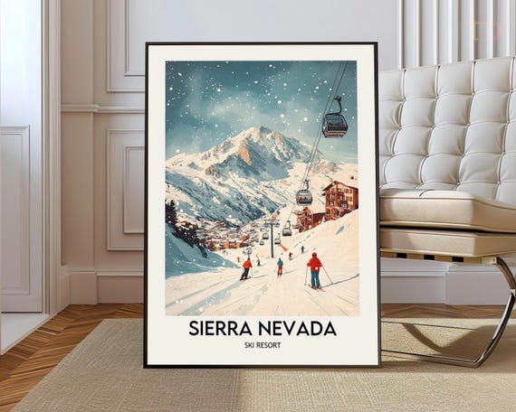 Sierra Nevada Ski Resort Poster Wall Art Print Spain