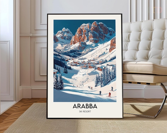 Arabba Italy Dolomites Ski Resort Red Rocky Peaks Village Poster