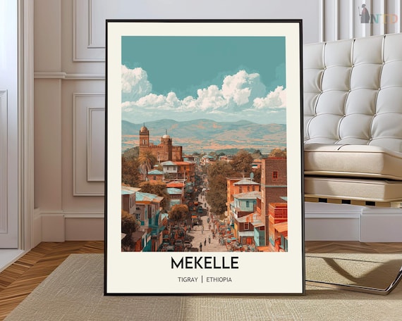 Mekelle Tigray Ethiopia Vintage City Travel Destination Poster