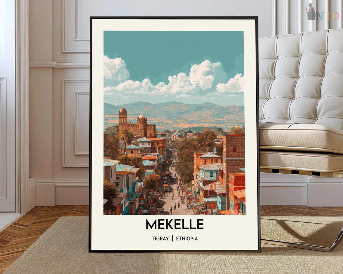 Mekelle Tigray Ethiopia Vintage City Travel Destination Poster