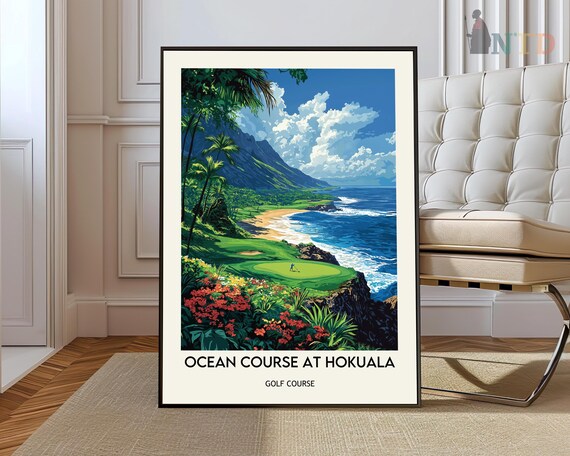 Ocean Course at Hokuala Cliffside Golf Green Ocean View Poster