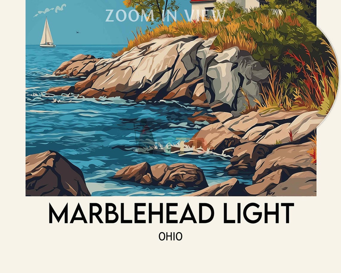 Marblehead Lighthouse Poster Marblehead Lighthouse Wall Art Marblehead Lighthouse Print Marblehead Lighthouse Ohio - Image 3
