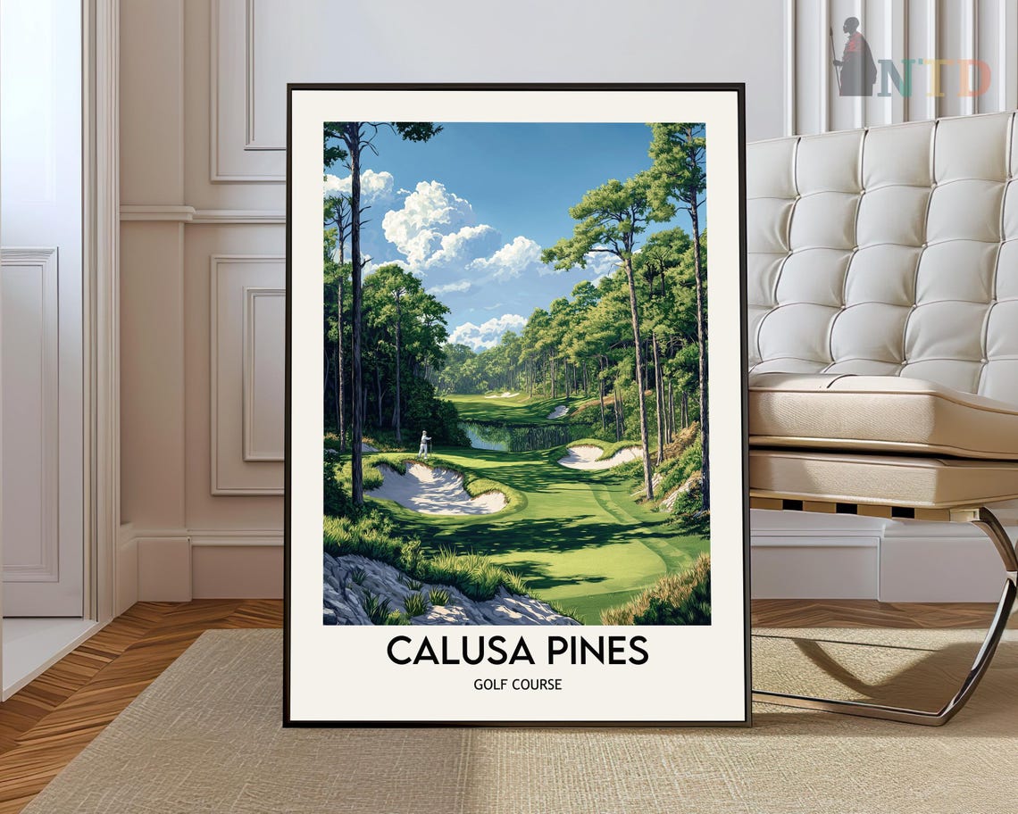 Calusa Pines Golf Course Dogleg Fairway Tall Pines Scene Poster