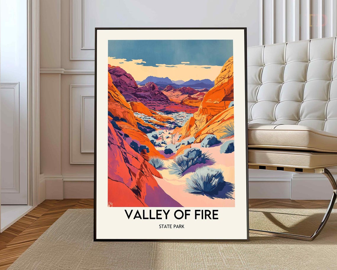 Valley of Fire State Park Nevada Desert Landscape Travel Poster