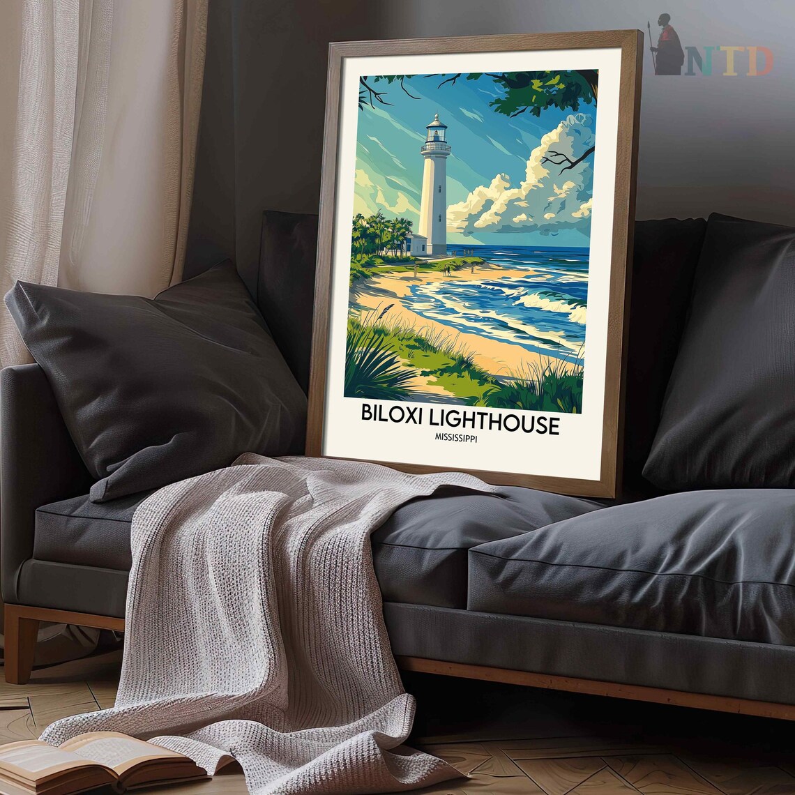 Biloxi Lighthouse Mississippi Gulf Coast Beach Travel Poster - Image 3