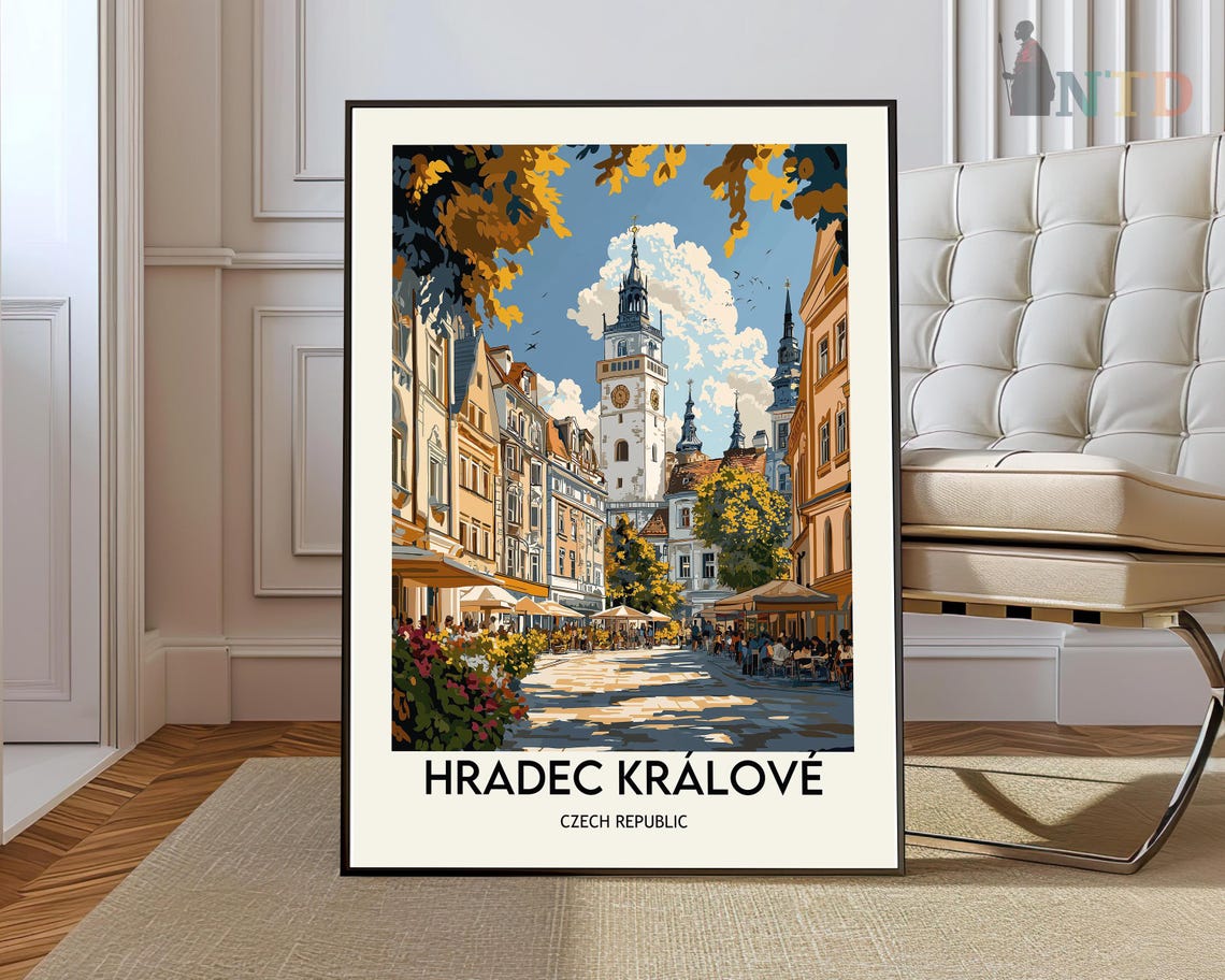 Hradec Kralove Old Town Square Tower Czech Republic Travel Poster