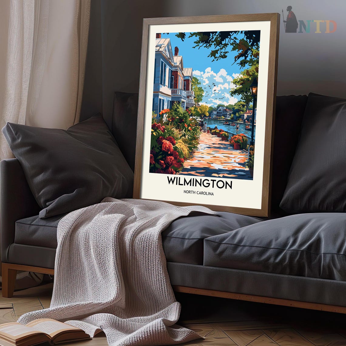 Wilmington North Carolina Riverwalk Bloom Vintage Travel Poster - Image 3
